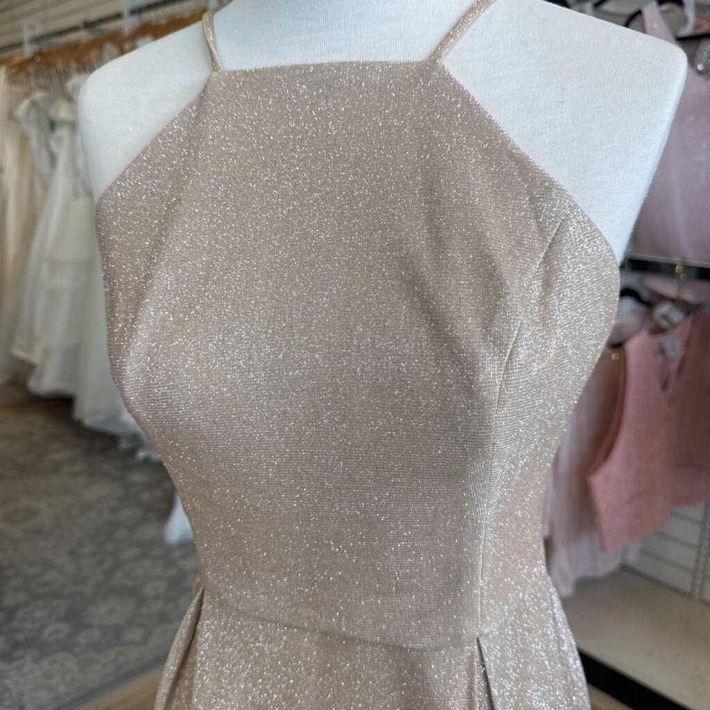 Jules and Cleo Gold Shimmer Short Formal Dress 10