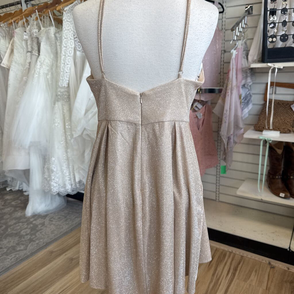 Jules and Cleo Gold Shimmer Short Formal Dress 10