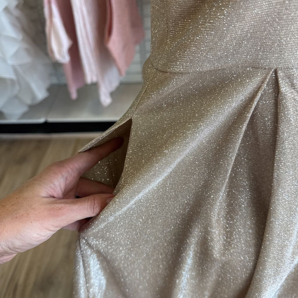 Jules and Cleo Gold Shimmer Short Formal Dress 10