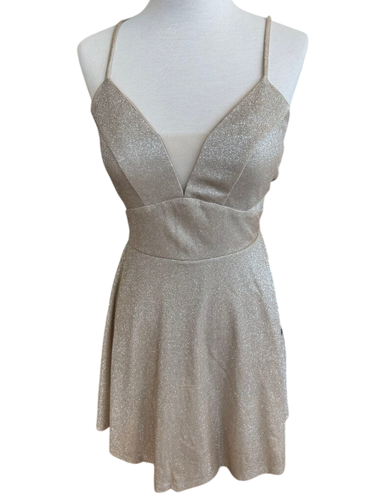 Trixxi Gold Shimmer Cutout Detail Short Formal Dress Medium