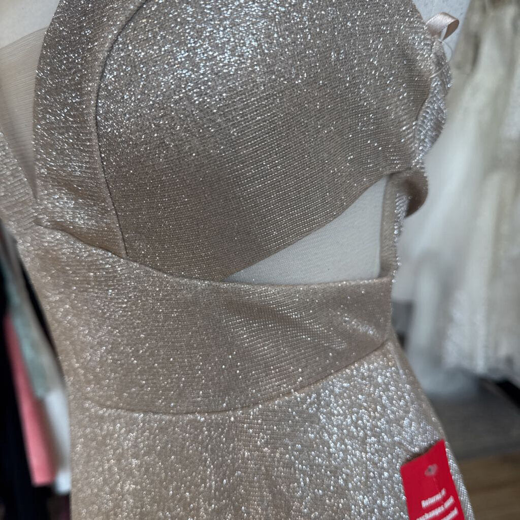 Trixxi Gold Shimmer Cutout Detail Short Formal Dress Medium
