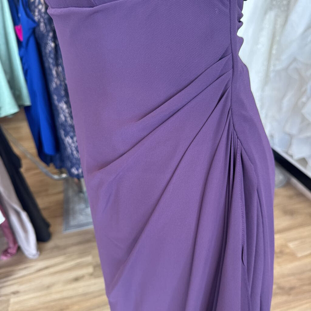 Azazie Purple Lace Cap Sleeve Long Formal Dress 6