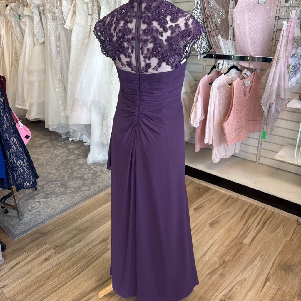 Azazie Purple Lace Cap Sleeve Long Formal Dress 6