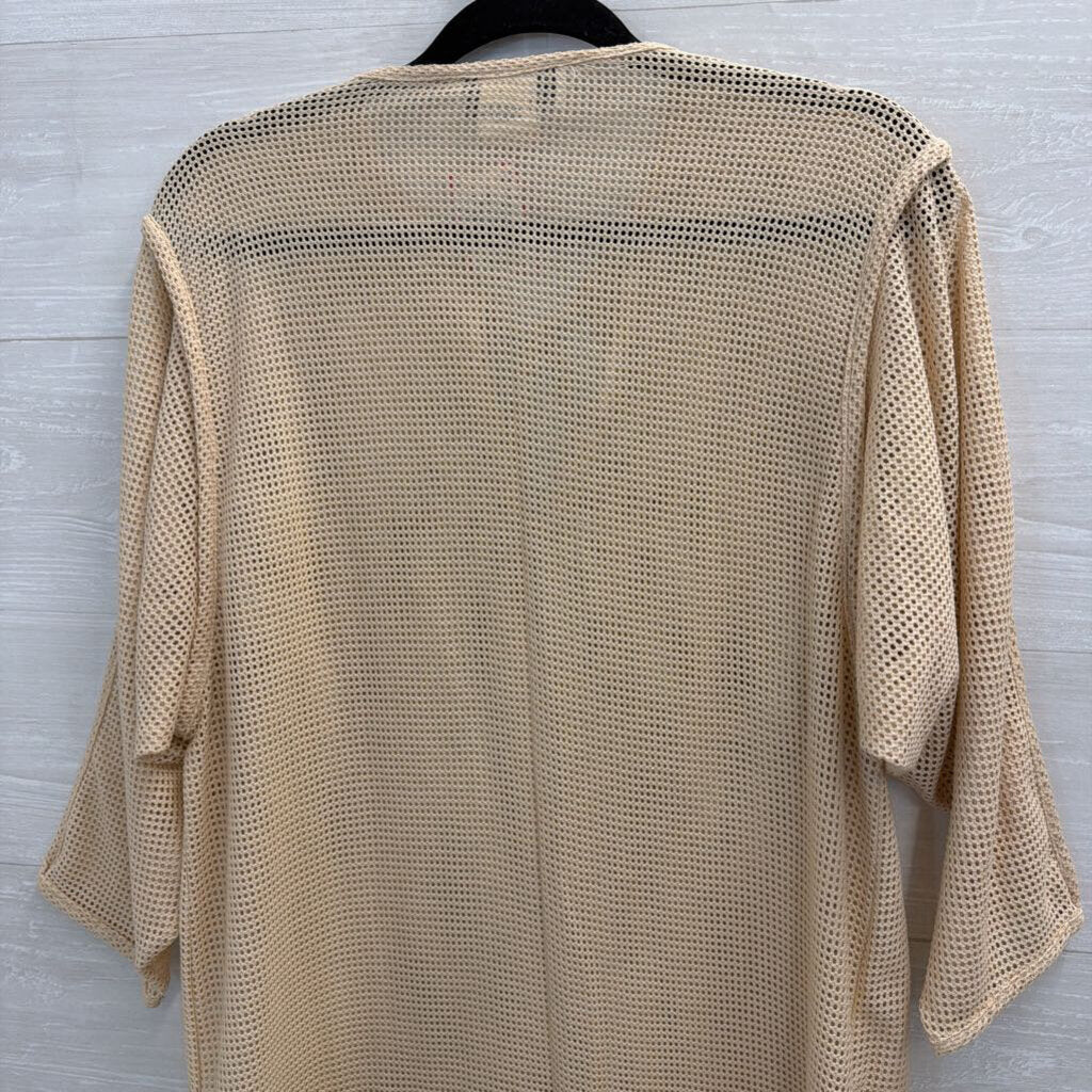 California ROC Beige Open Knit Long Sleeve Top Small