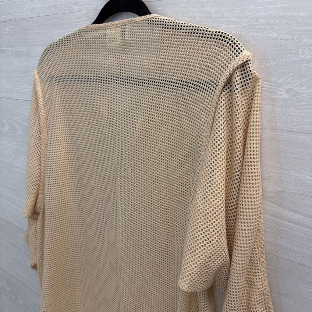 California ROC Beige Open Knit Long Sleeve Top Small