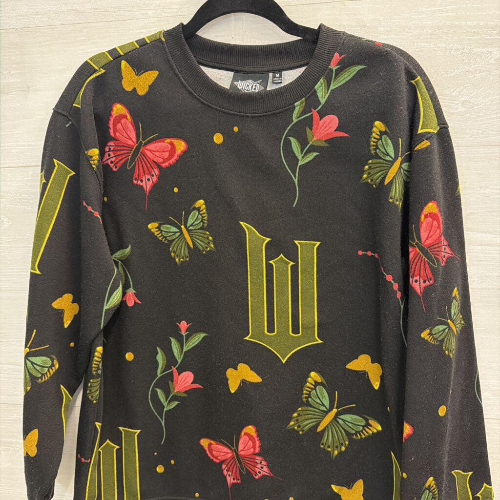 Wicked Black/ Multi Print Crewneck Sweatshirt Medium