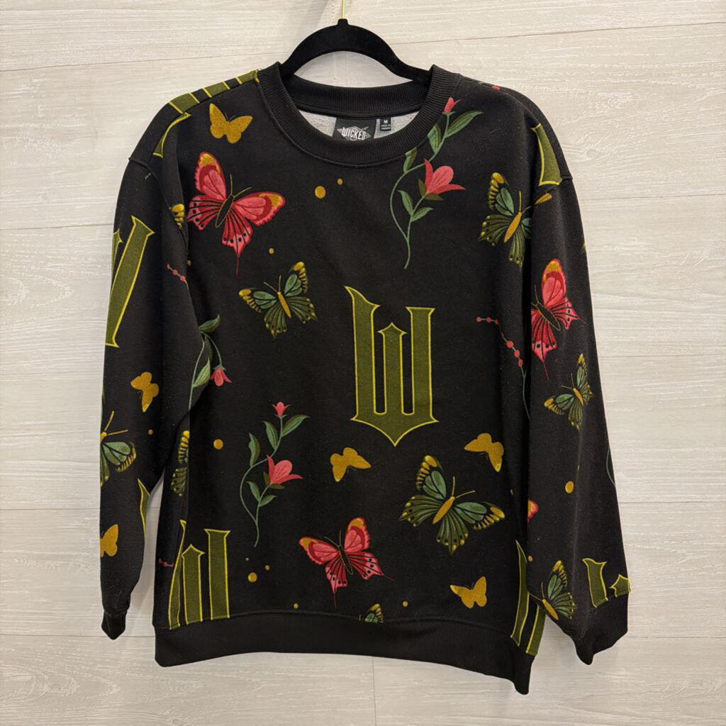 Wicked Black/ Multi Print Crewneck Sweatshirt Medium