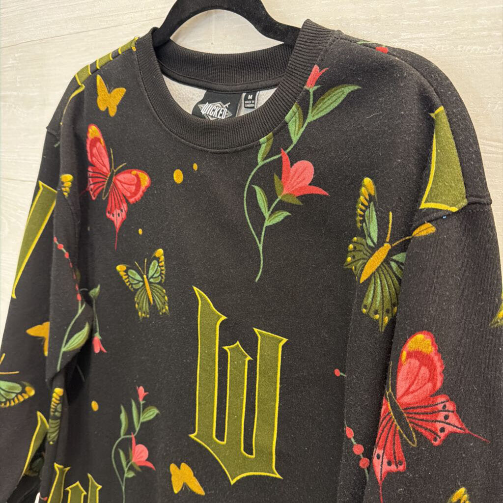 Wicked Black/ Multi Print Crewneck Sweatshirt Medium