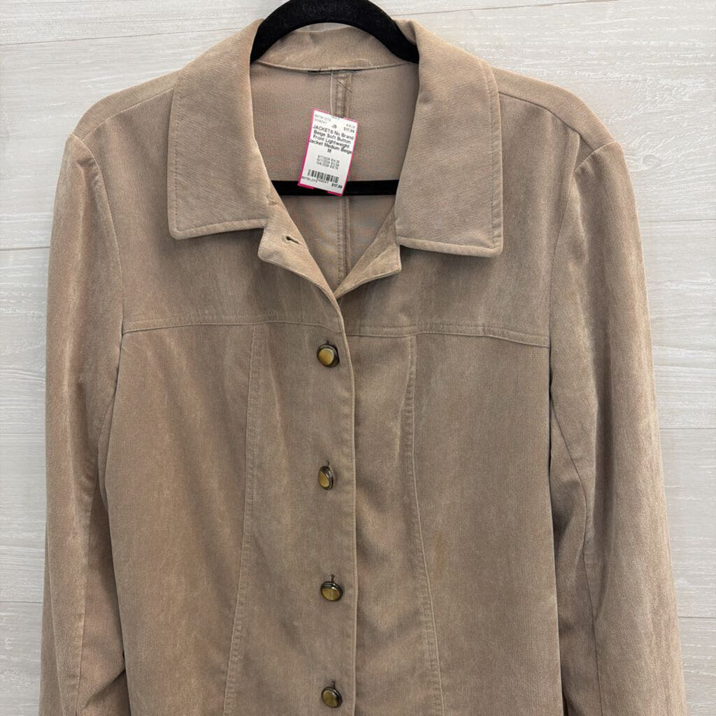 Beige Soft Button Front Lightweight Jacket Medium