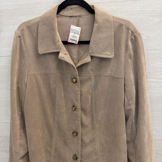 Beige Soft Button Front Lightweight Jacket Medium