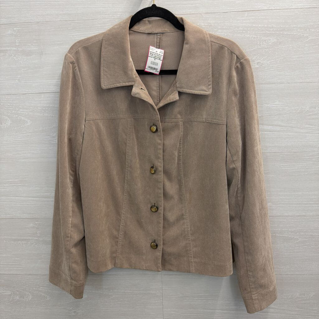 Beige Soft Button Front Lightweight Jacket Medium