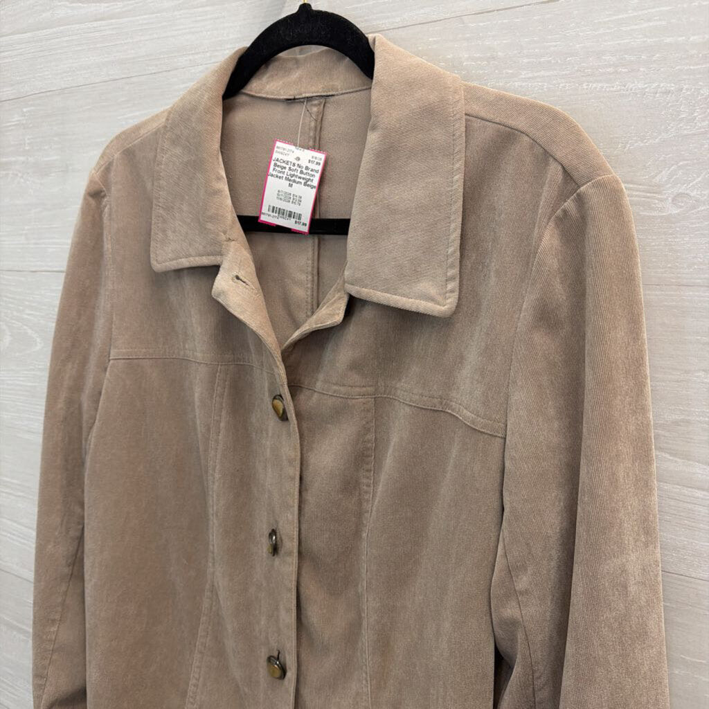 Beige Soft Button Front Lightweight Jacket Medium