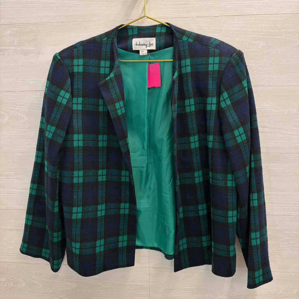 Vintage Henry Lee Navy/ Green Plaid Jacket 16