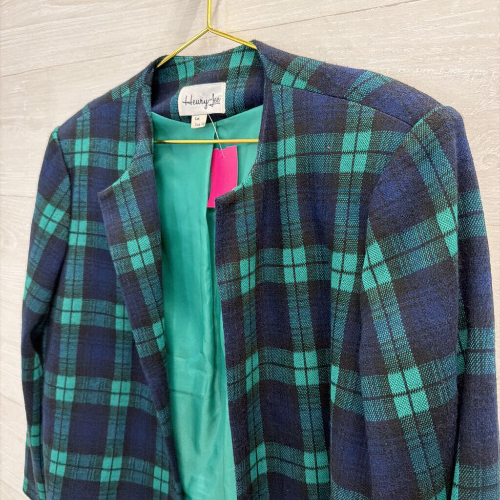 Vintage Henry Lee Navy/ Green Plaid Jacket 16