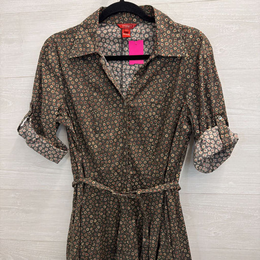 Sundance Green Print Long Sleeve Belted Waist Midi Dress 14