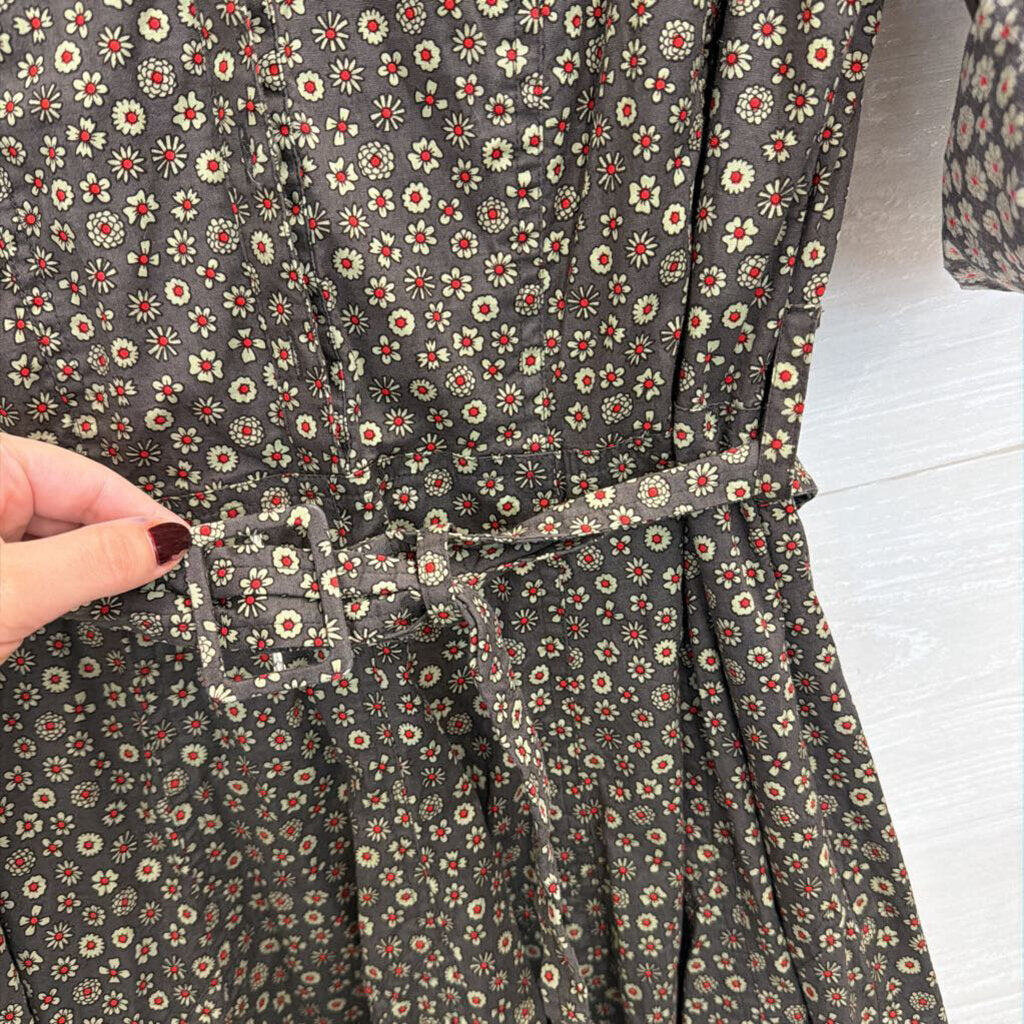 Sundance Green Print Long Sleeve Belted Waist Midi Dress 14