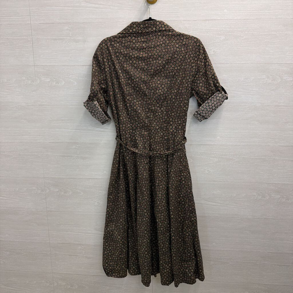 Sundance Green Print Long Sleeve Belted Waist Midi Dress 14