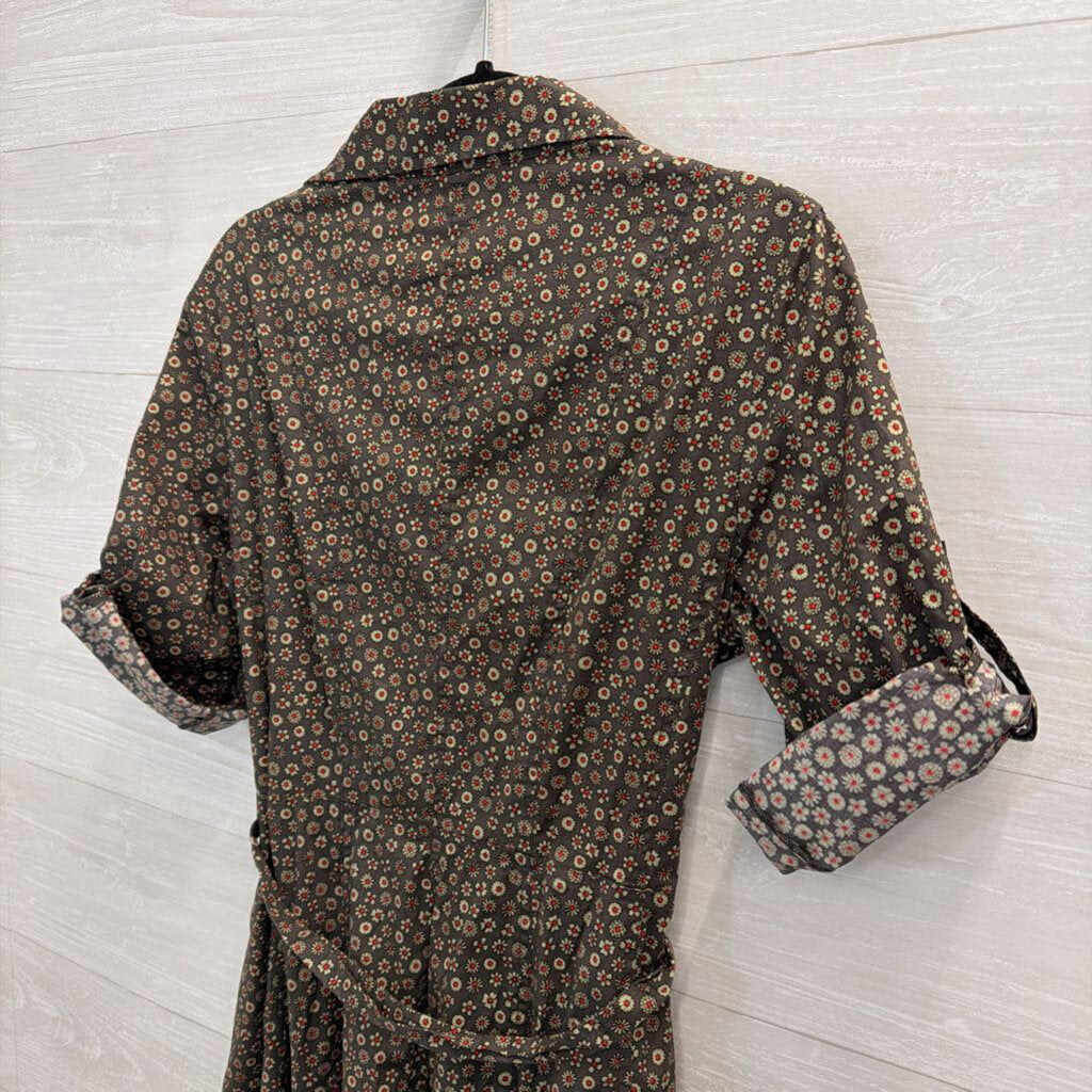 Sundance Green Print Long Sleeve Belted Waist Midi Dress 14