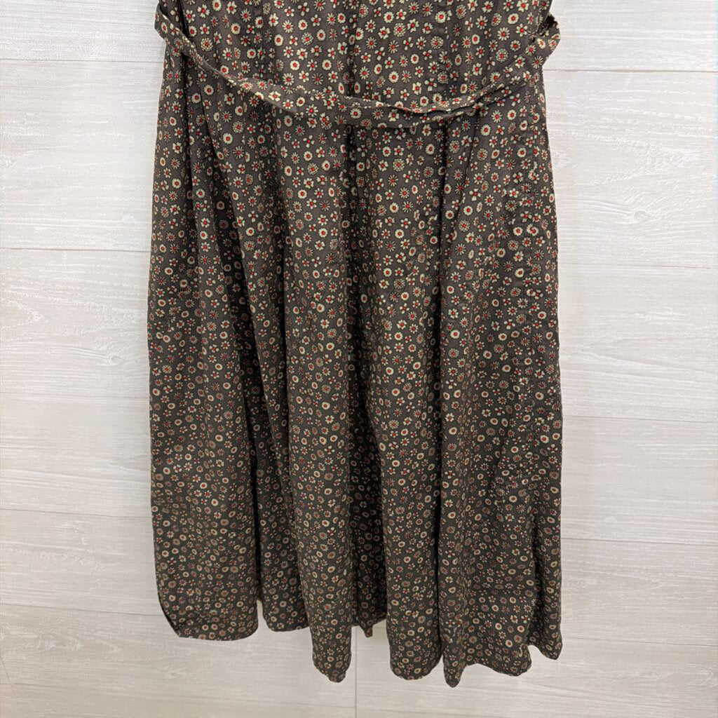 Sundance Green Print Long Sleeve Belted Waist Midi Dress 14
