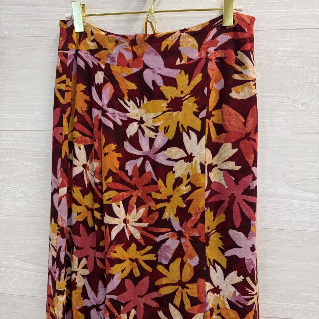 Sigrid Olsen Purple/ Multi Print Midi Skirt 12
