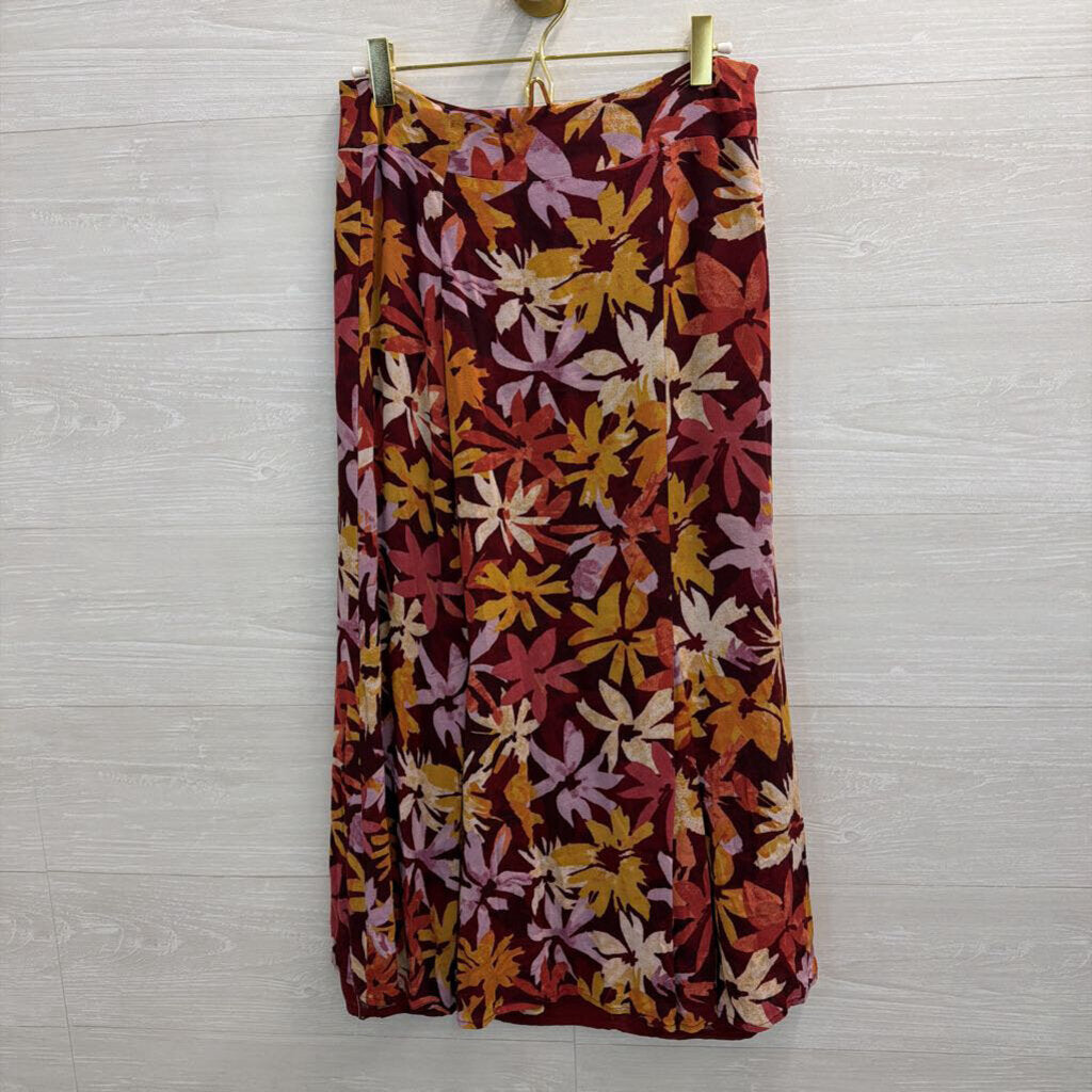 Sigrid Olsen Purple/ Multi Print Midi Skirt 12