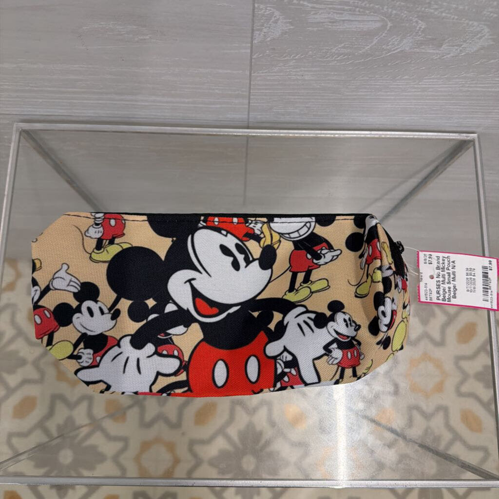 Beige/ Multi Mickey Mouse Small Pouch