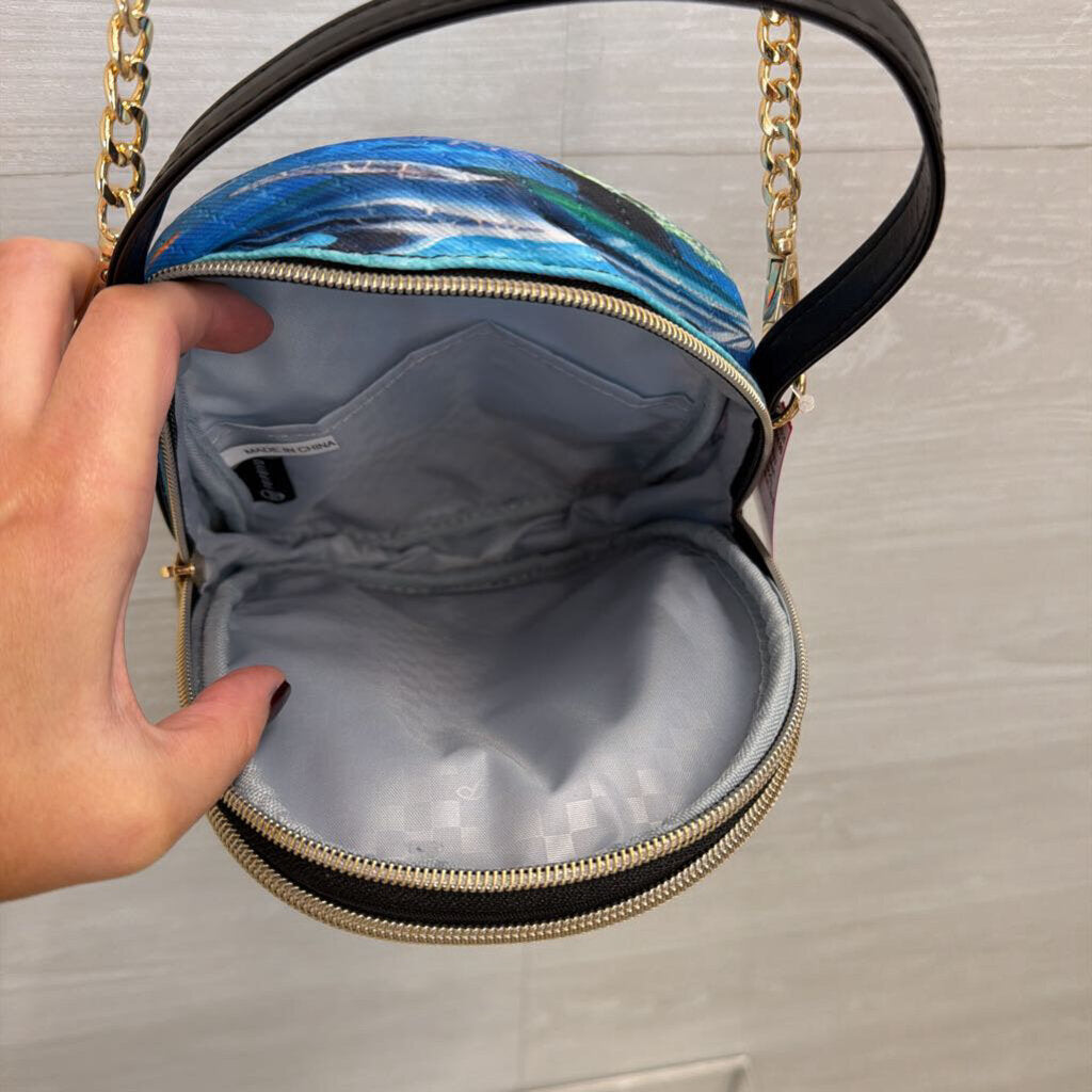 Blue/ Multi Ocean Print Crossbody Purse