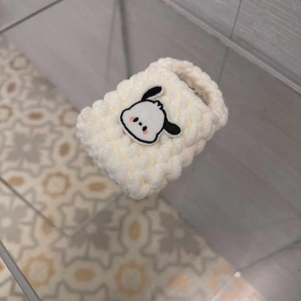 White Soft Knit Tiny Character Purse