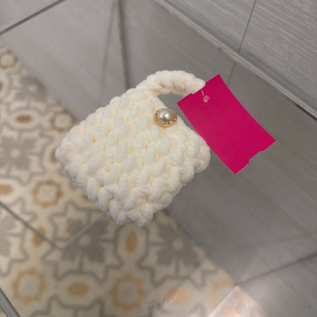 White Soft Knit Tiny Character Purse