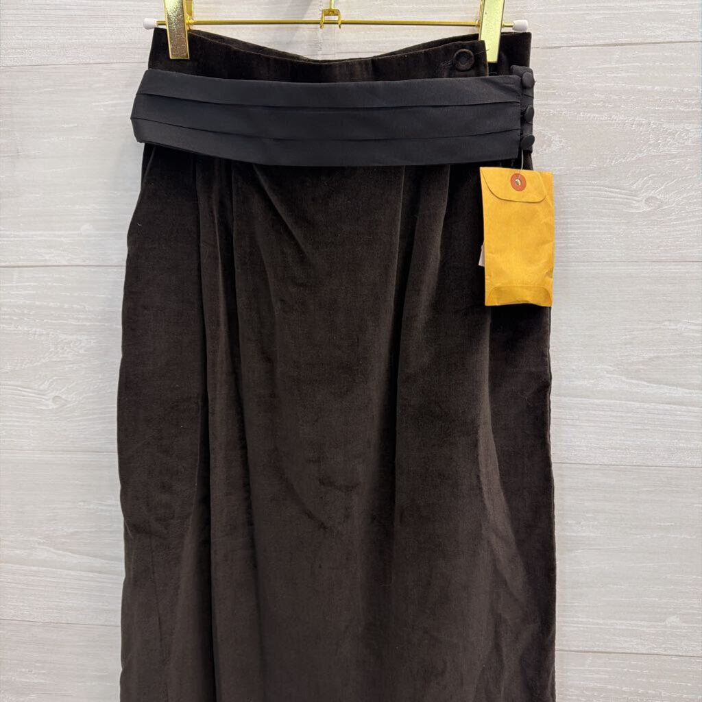 Vintage Concepts In Sportswear Brown Velvet Midi Skirt Small