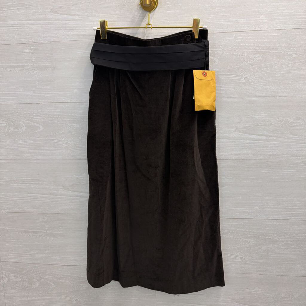 Vintage Concepts In Sportswear Brown Velvet Midi Skirt Small