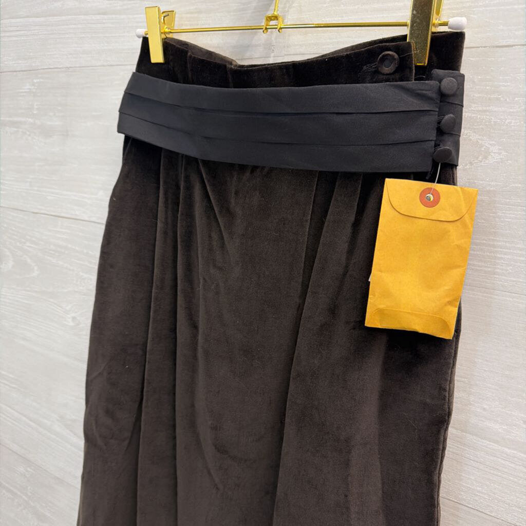 Vintage Concepts In Sportswear Brown Velvet Midi Skirt Small