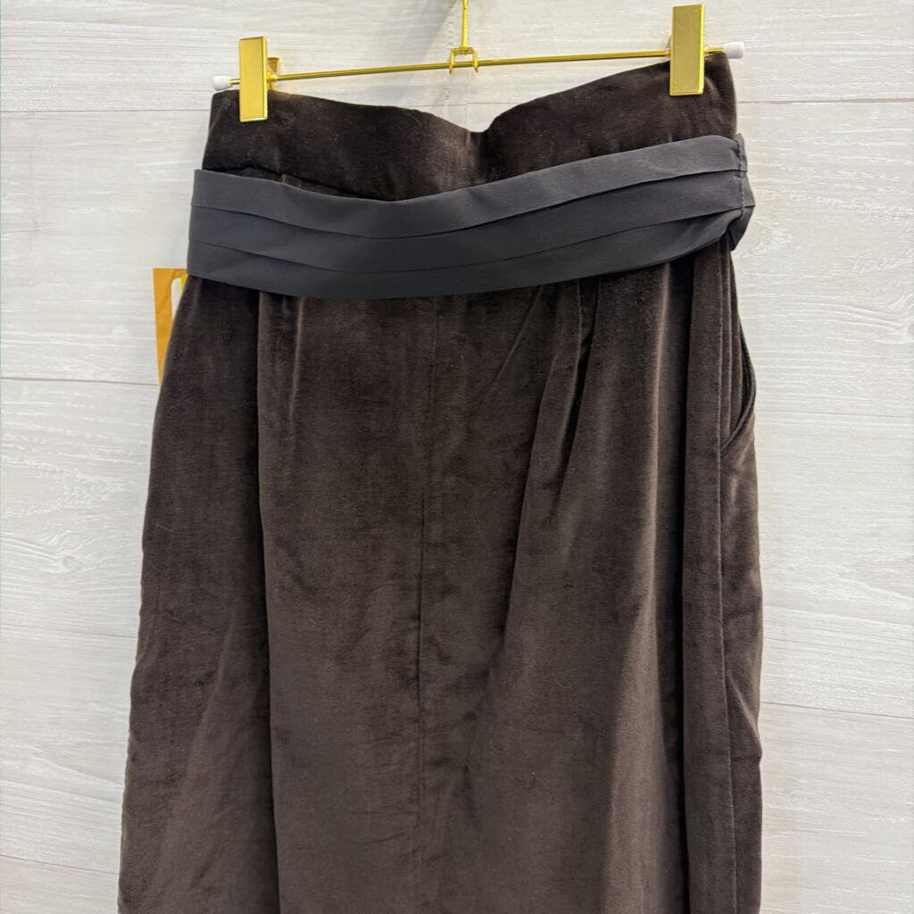 Vintage Concepts In Sportswear Brown Velvet Midi Skirt Small
