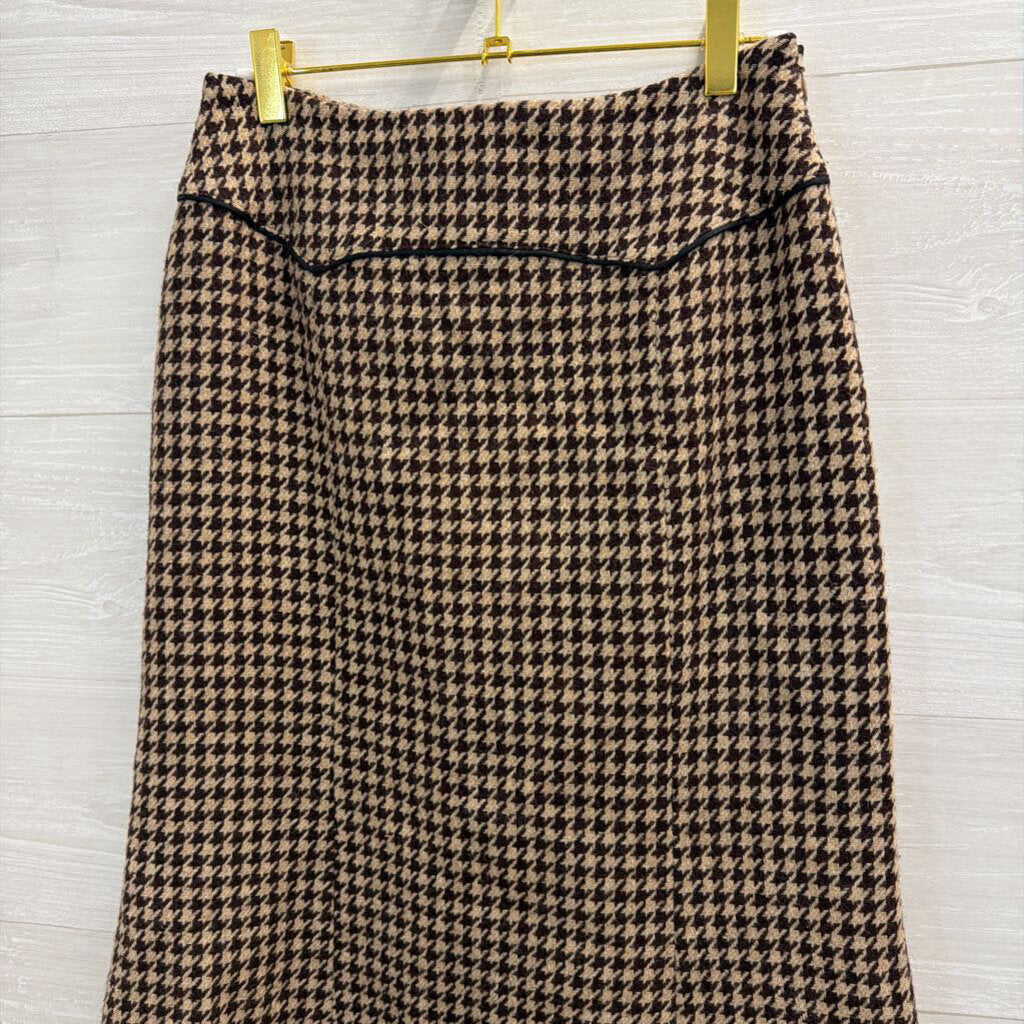 Tasse Tasse Brown Houndstooth Midi Skirt Medium