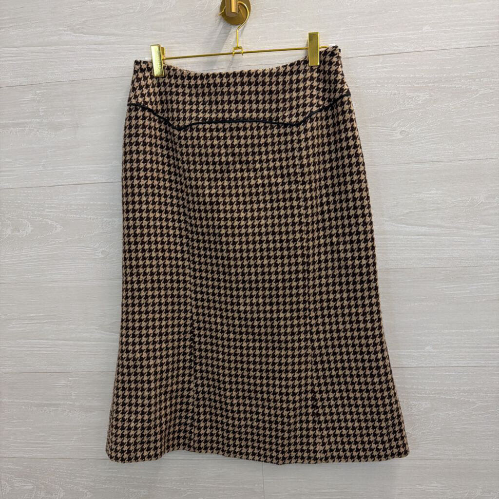 Tasse Tasse Brown Houndstooth Midi Skirt Medium