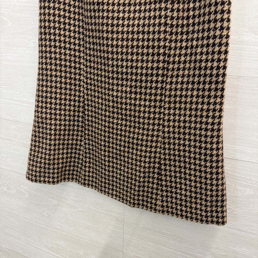 Tasse Tasse Brown Houndstooth Midi Skirt Medium