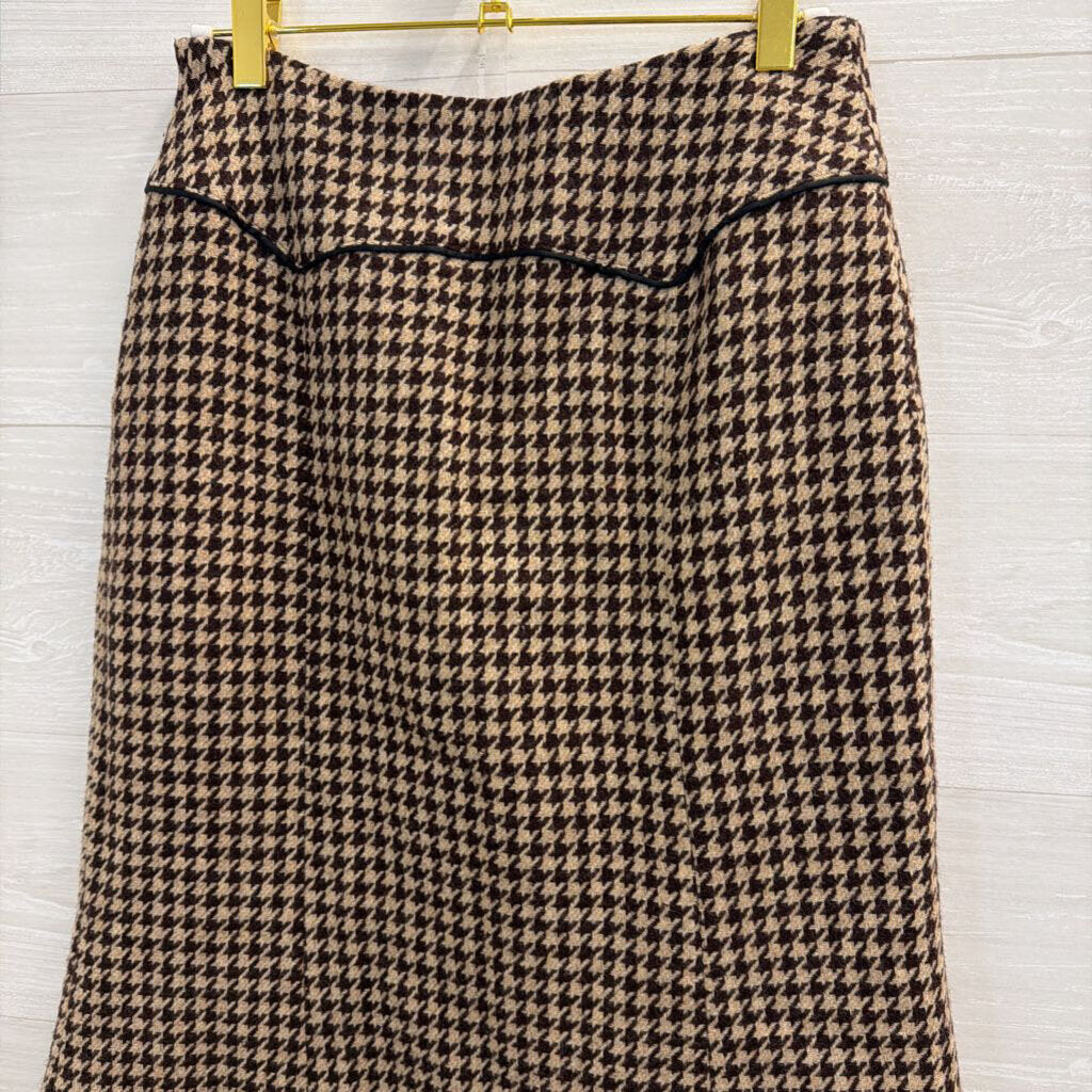 Tasse Tasse Brown Houndstooth Midi Skirt Medium