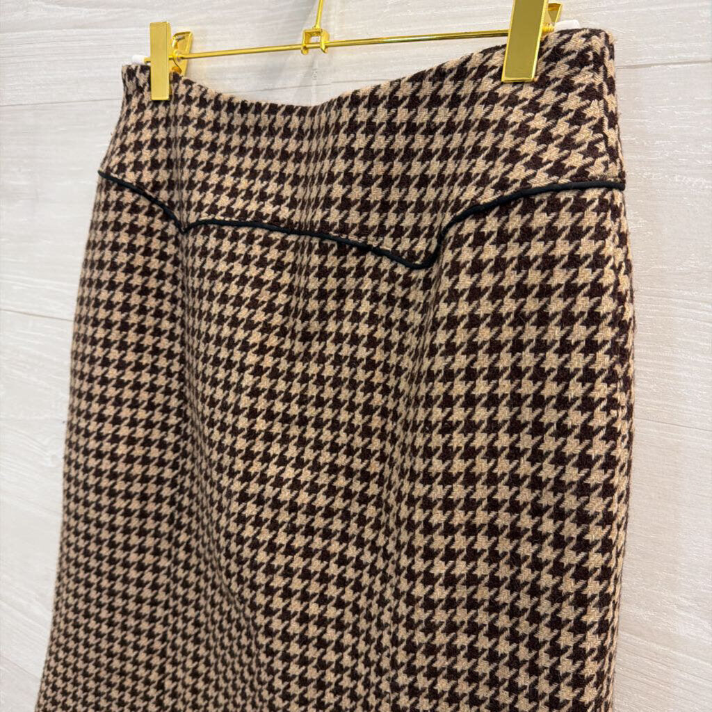 Tasse Tasse Brown Houndstooth Midi Skirt Medium
