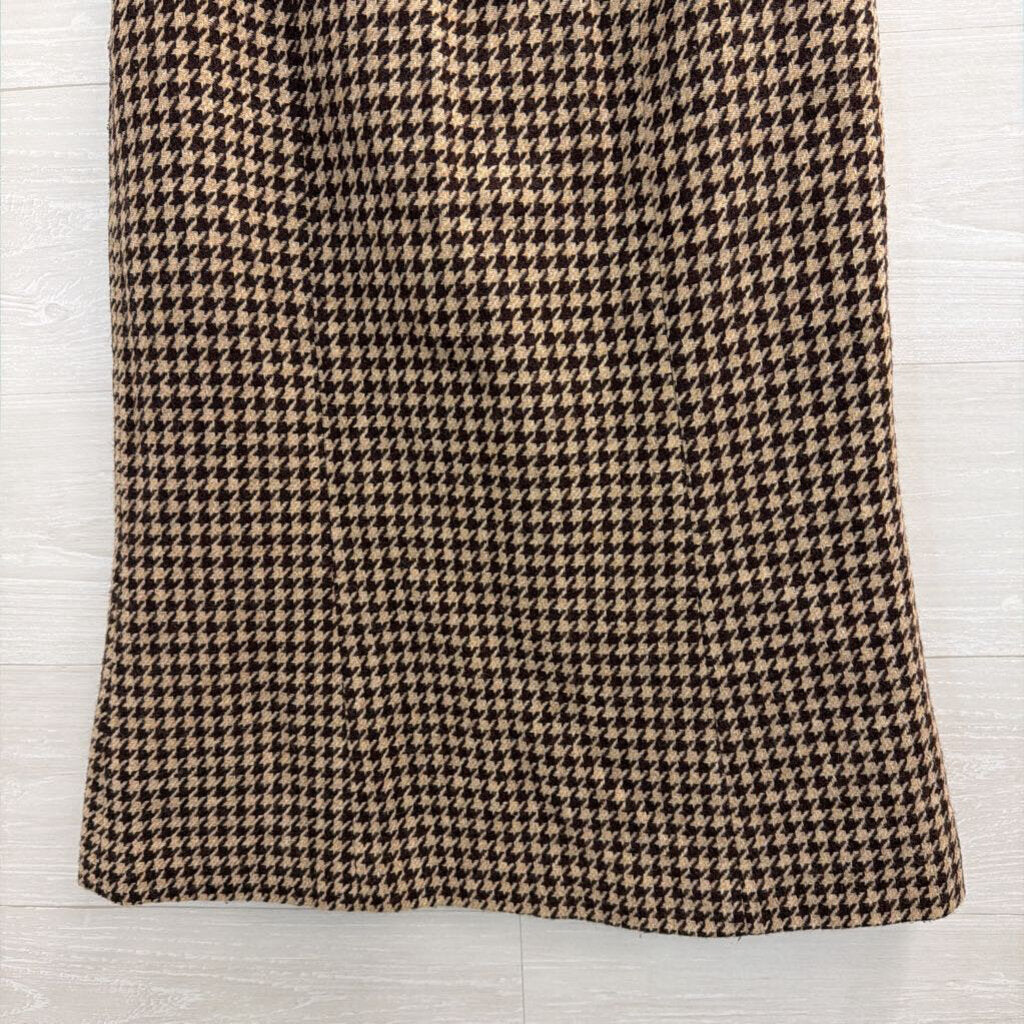 Tasse Tasse Brown Houndstooth Midi Skirt Medium
