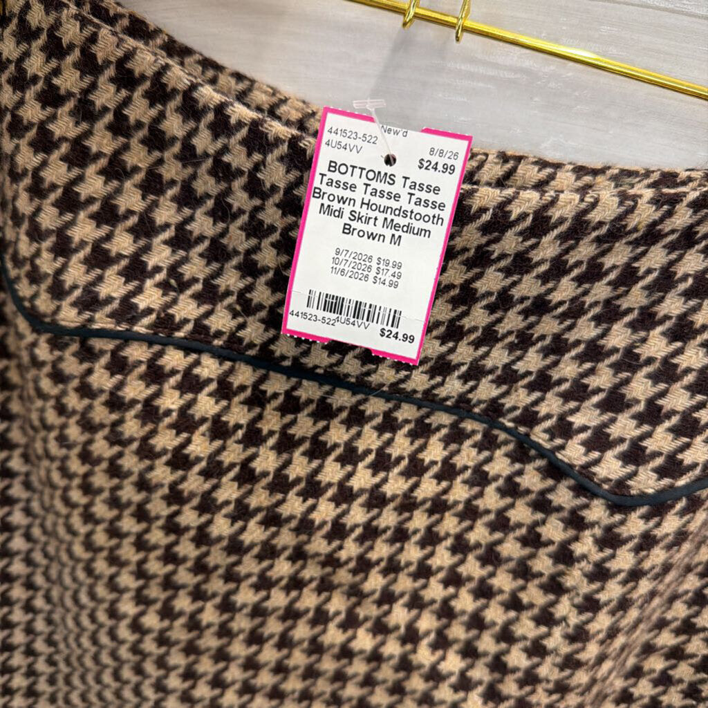 Tasse Tasse Brown Houndstooth Midi Skirt Medium