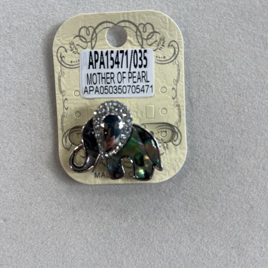 Silver Mother of Pearl Elephant Brooch