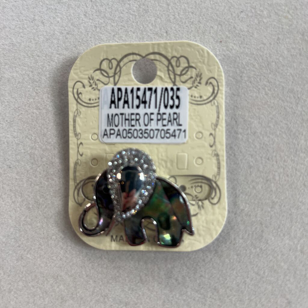 Silver Mother of Pearl Elephant Brooch