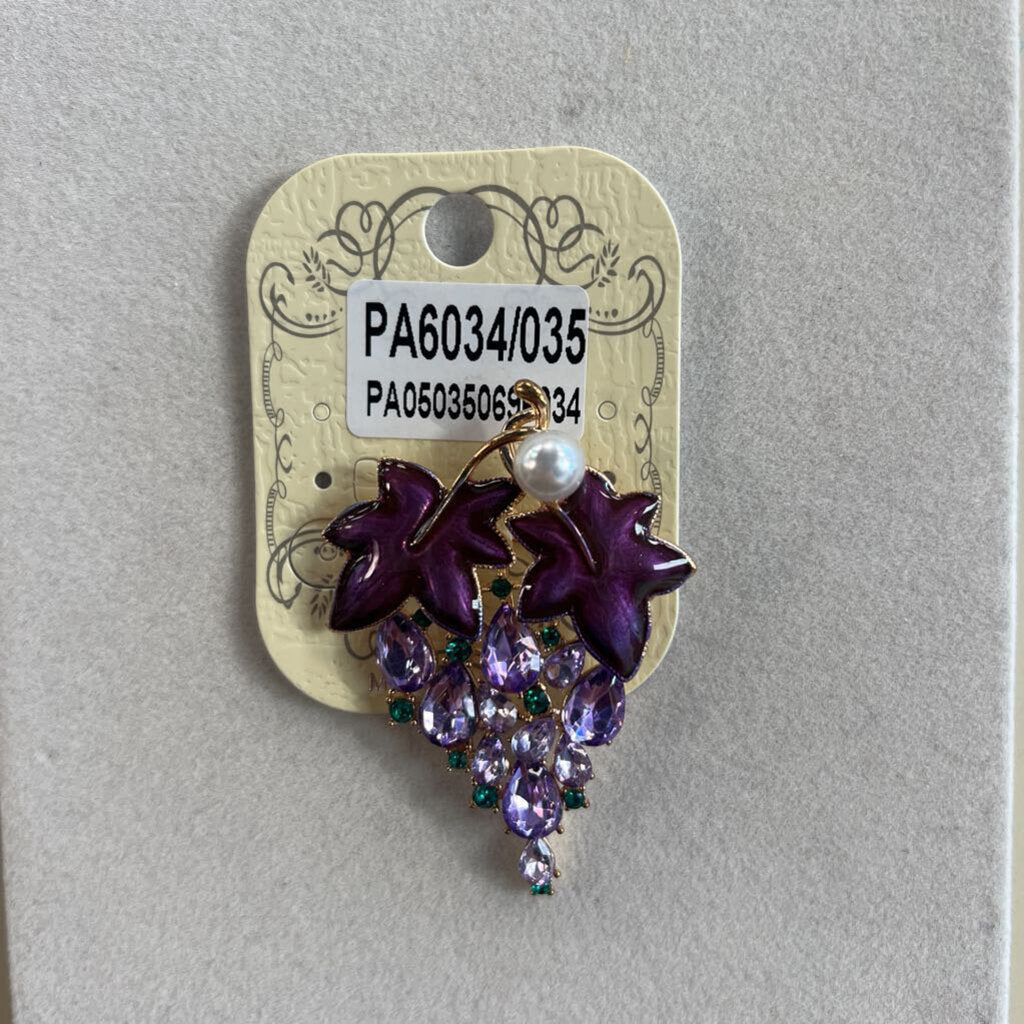 Gold/ Purple Embellished Grape Brooch