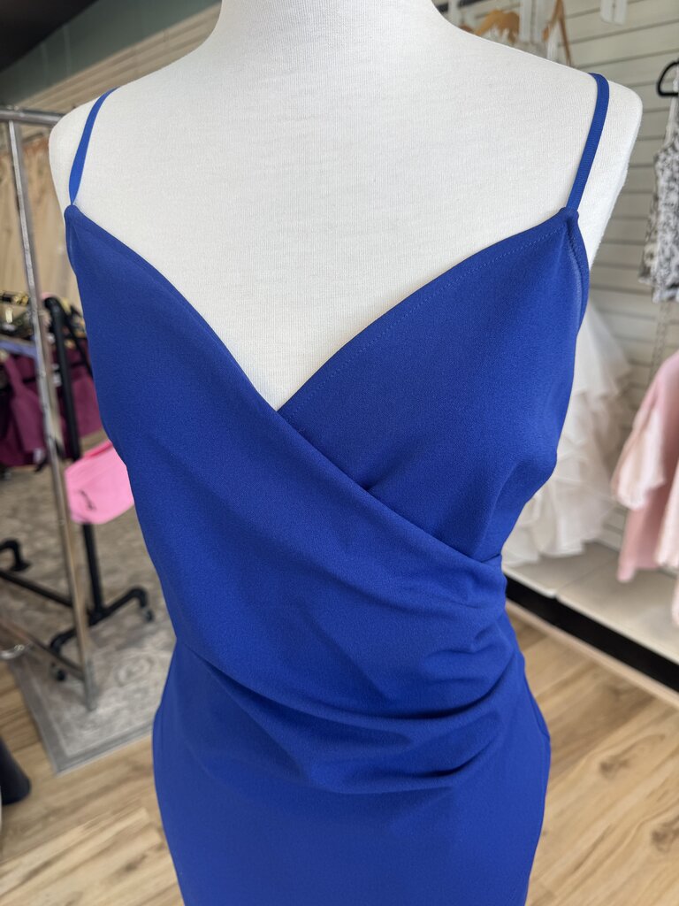 Emerald Sundae Blue V Neck Short Formal Dress Extra Large