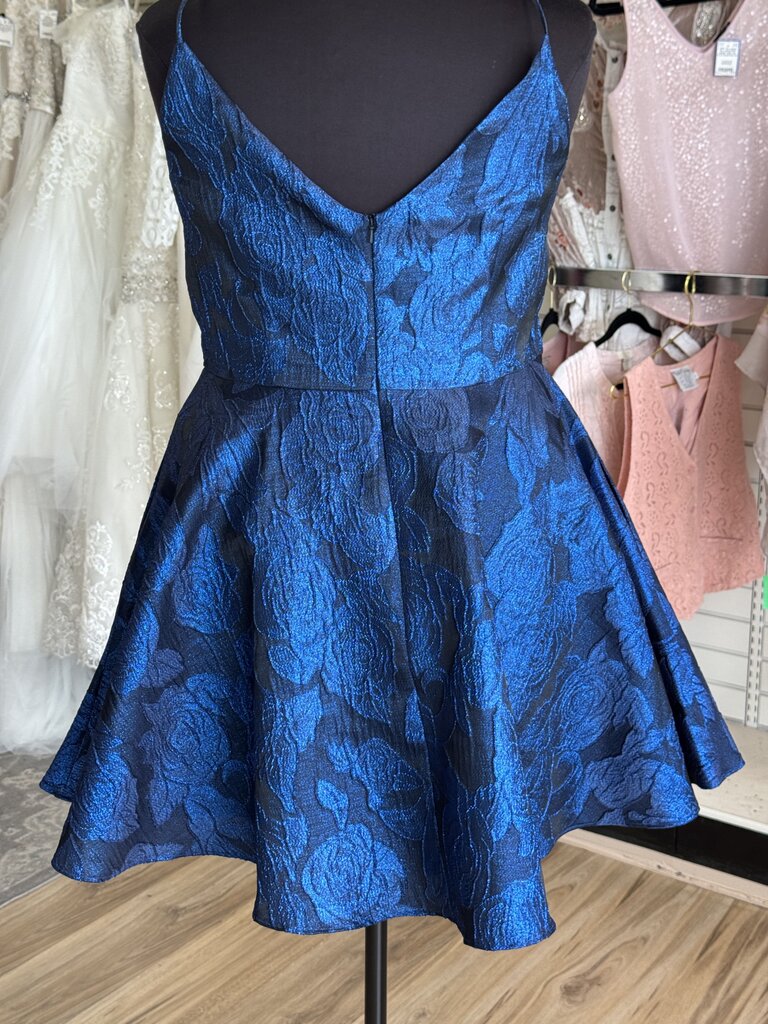 Jules and Cleo Blue Shimmer Brocade Short Formal Dress20