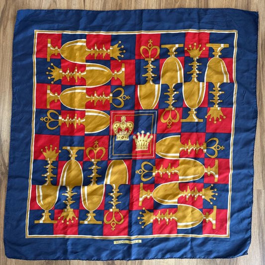 Hermes Navy/ Multi Silk Print Scarf