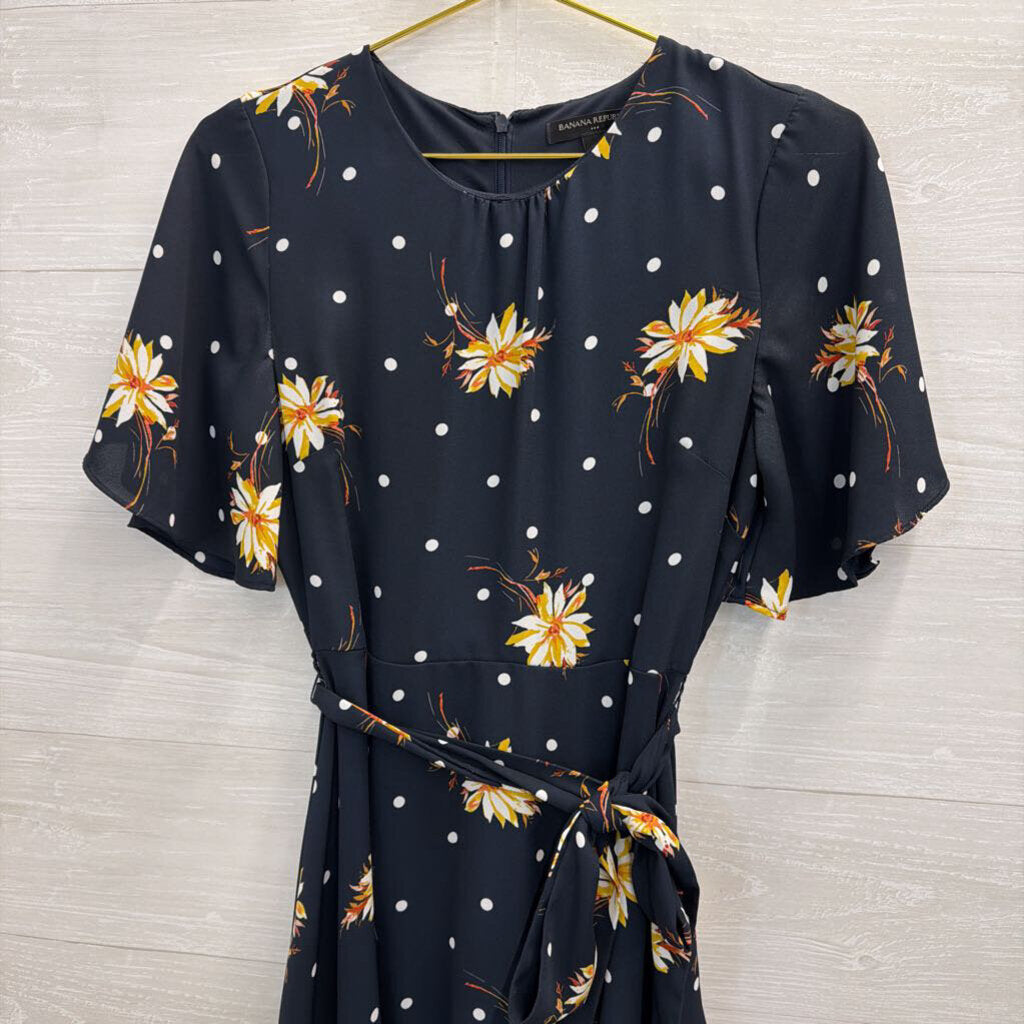 Banana Republic Navy/ Multi Print Short SLeeve Dress 6
