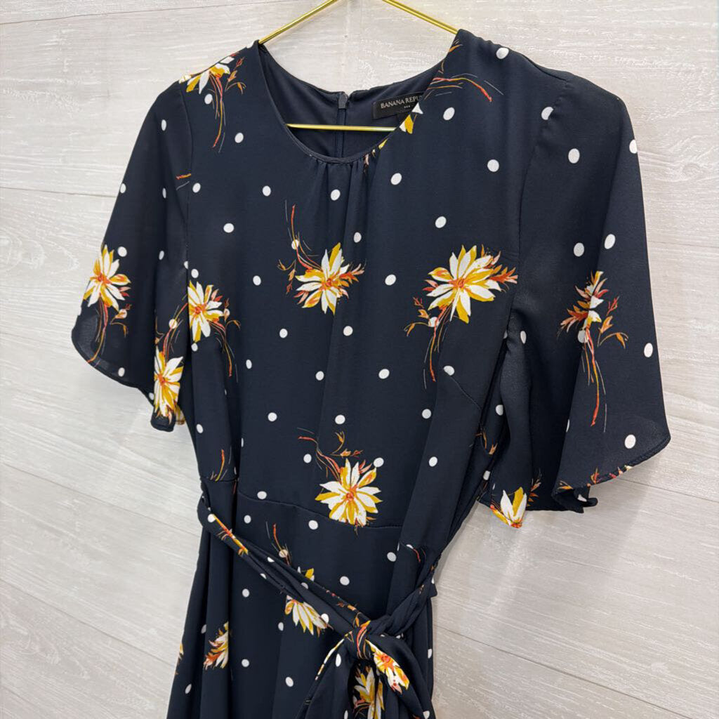 Banana Republic Navy/ Multi Print Short SLeeve Dress 6