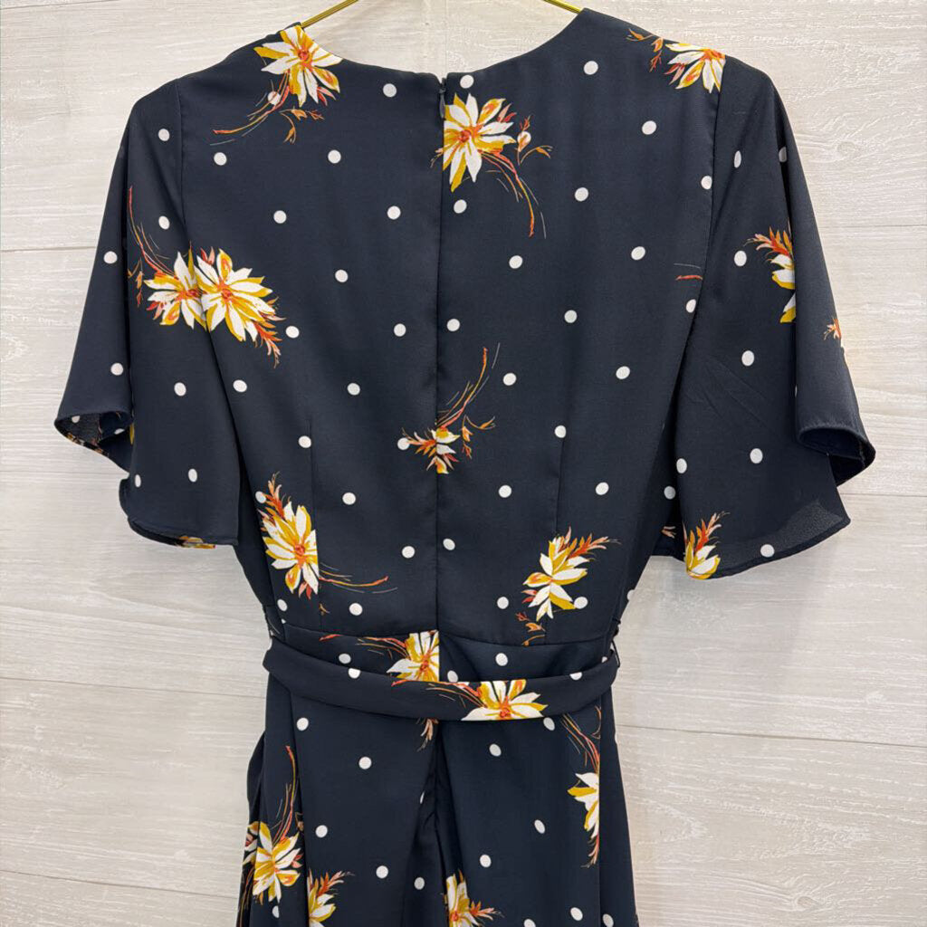 Banana Republic Navy/ Multi Print Short SLeeve Dress 6