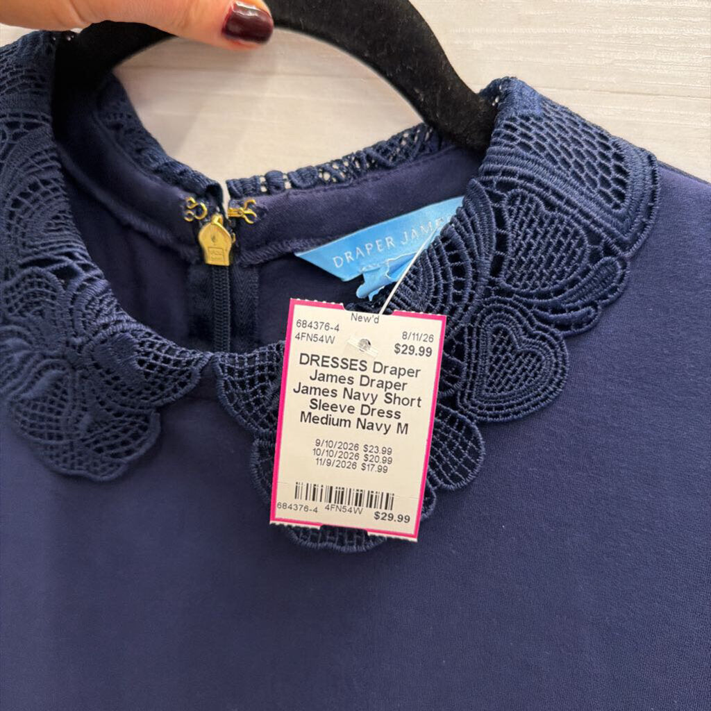 Draper James Navy Short Sleeve Dress Medium
